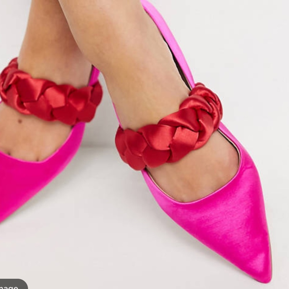 ASOS DESIGN Liberty plaited mary jane ballet flats